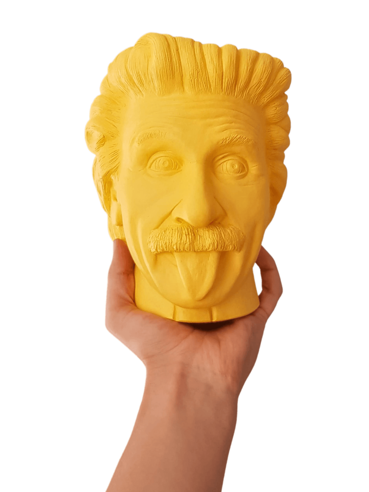 La tête d'Albert Einstein en jaune