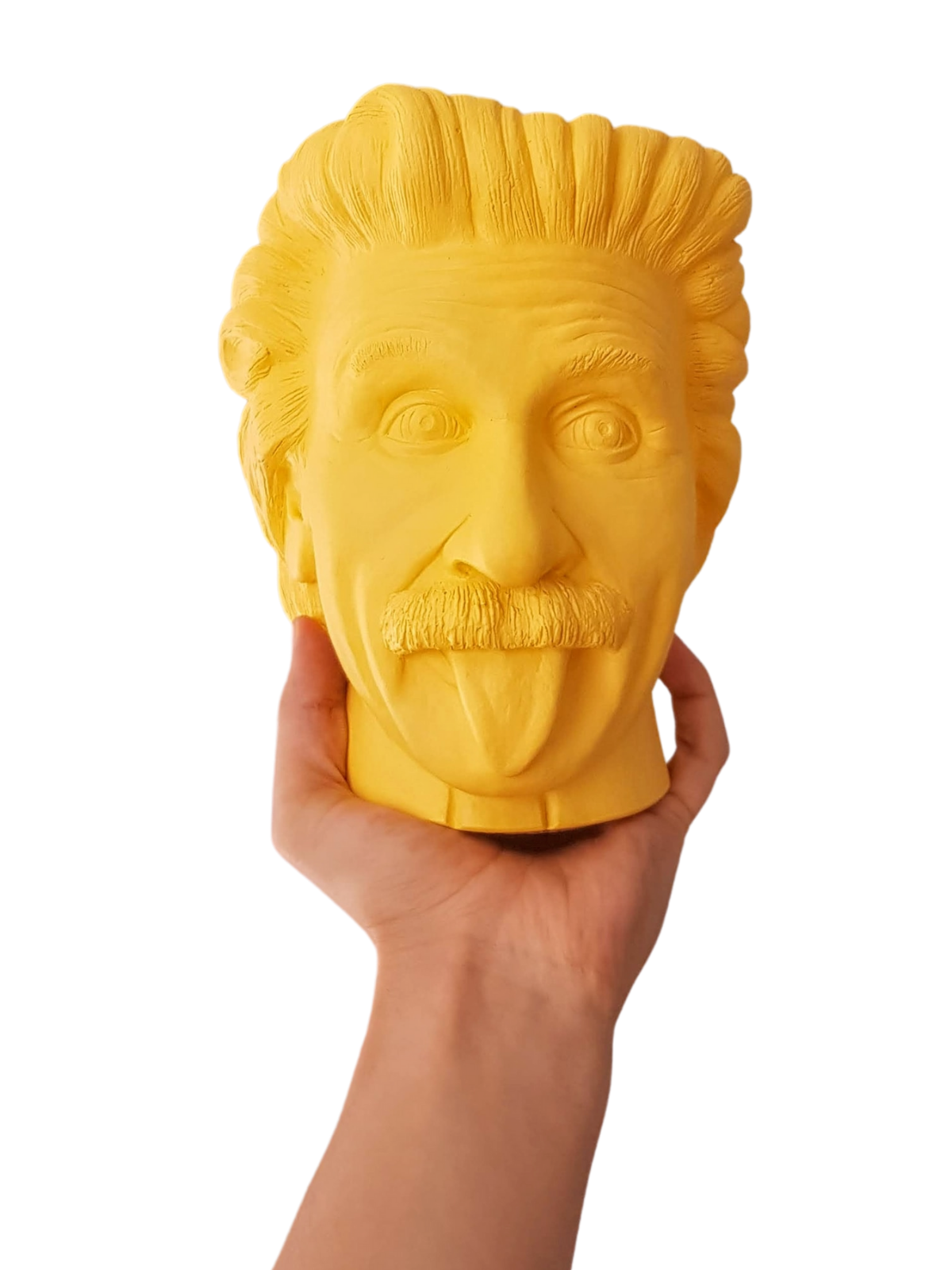La tête d'Albert Einstein en jaune